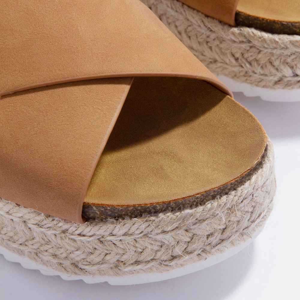 NEW🔥 Espadrille Slide Wedge Sandals Flat Platform - Picture 5 of 8